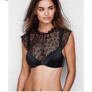 Floral lace high neck bra army green color